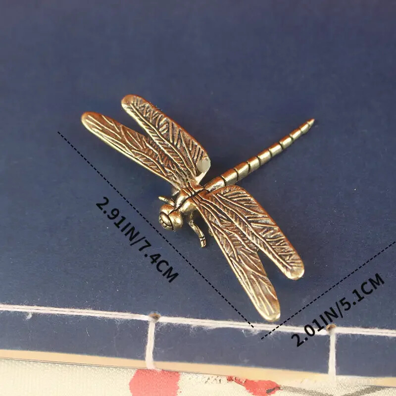 Vintage Brass Dragonfly Figurine Antique Design Style Home & Office Desk Decor