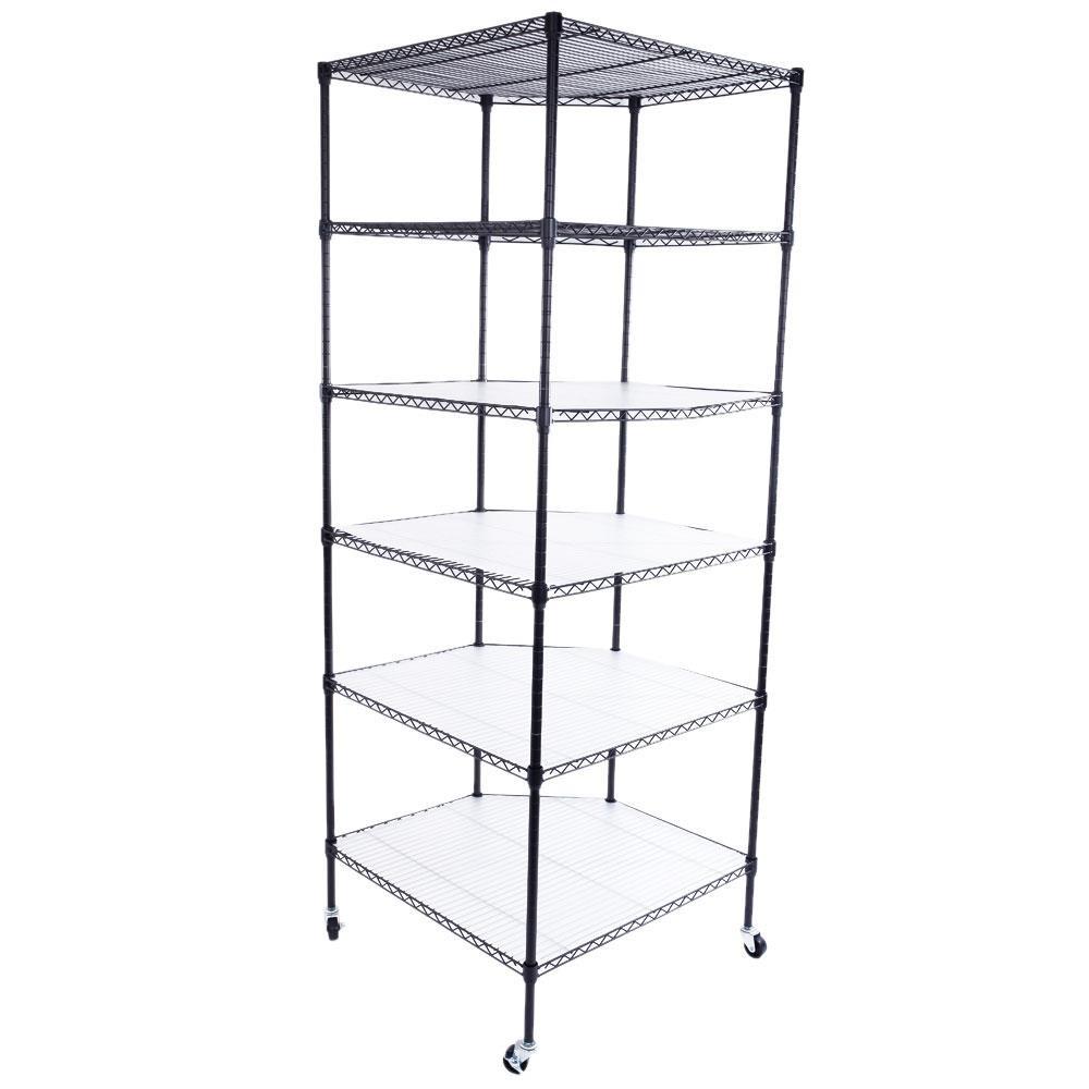6 Tier Wire Shelving Rack Corner Storage Organizer Adjustable Display Shelf