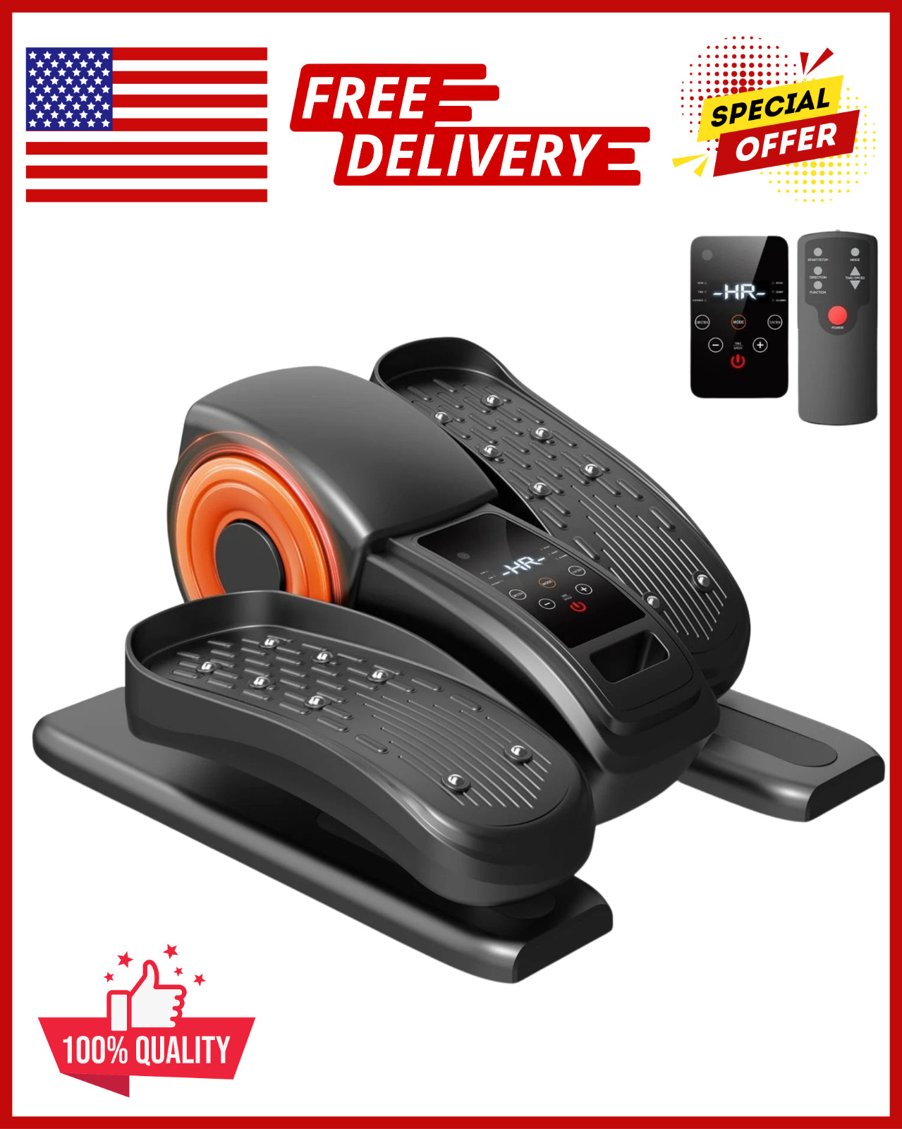 Under Desk Elliptical Machine – Electric Seated Pedal Exerciser 12 Speeds