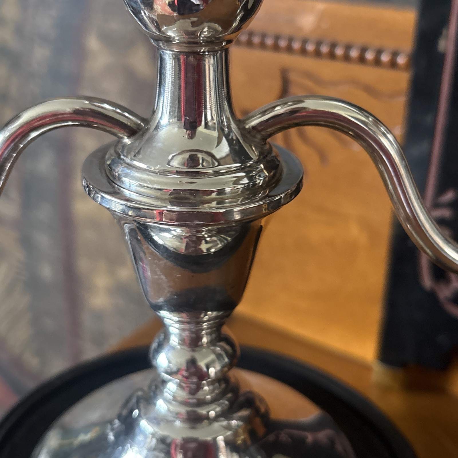 Mueck-Carey Sterling Candle Holder With 3 Arm Epergne Candelabra Insert.