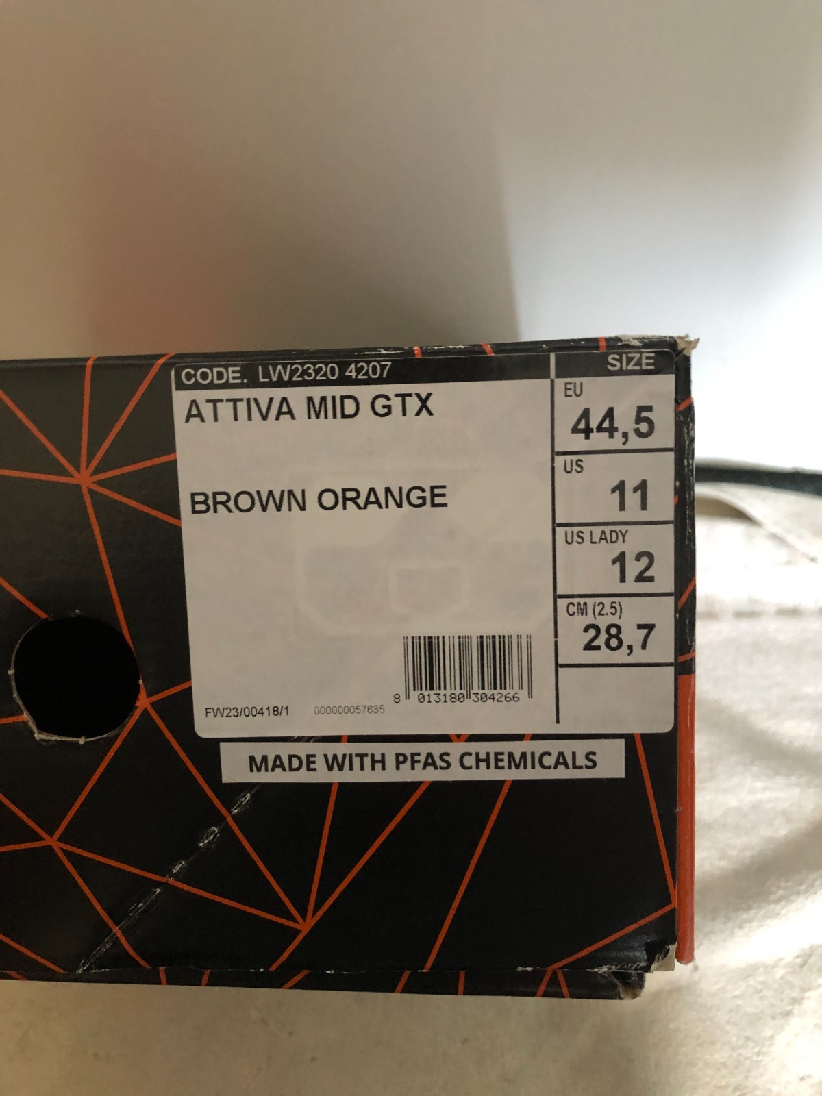 New Crispi Attiva Mid GTX Brown Orange Size 11 LW2320 4207
