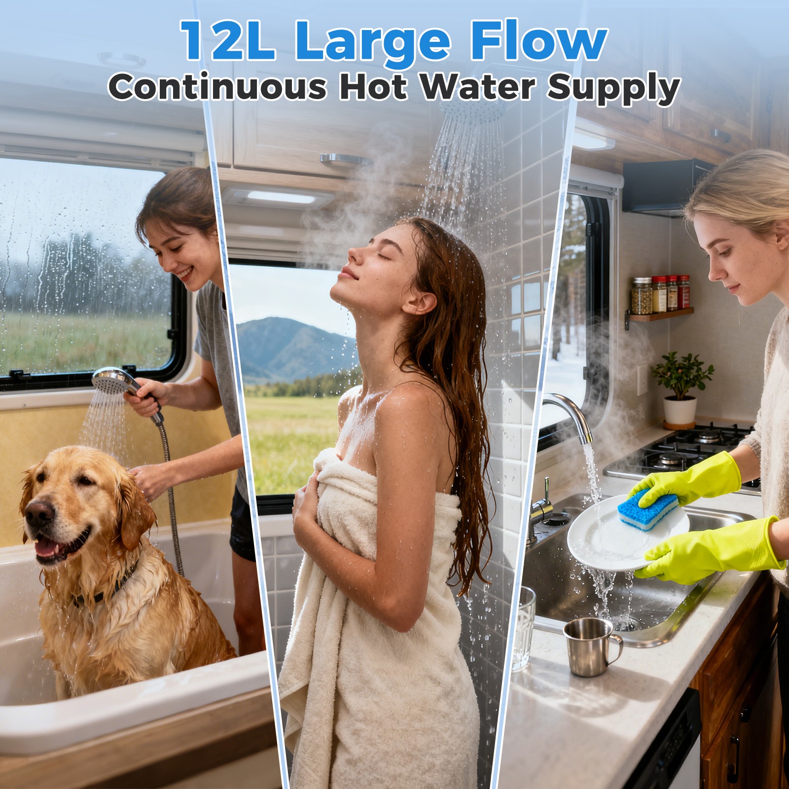 68000 BTU RV Tankless Water Heater Propane Gas 3.9GPM w/Controller Instant Hot