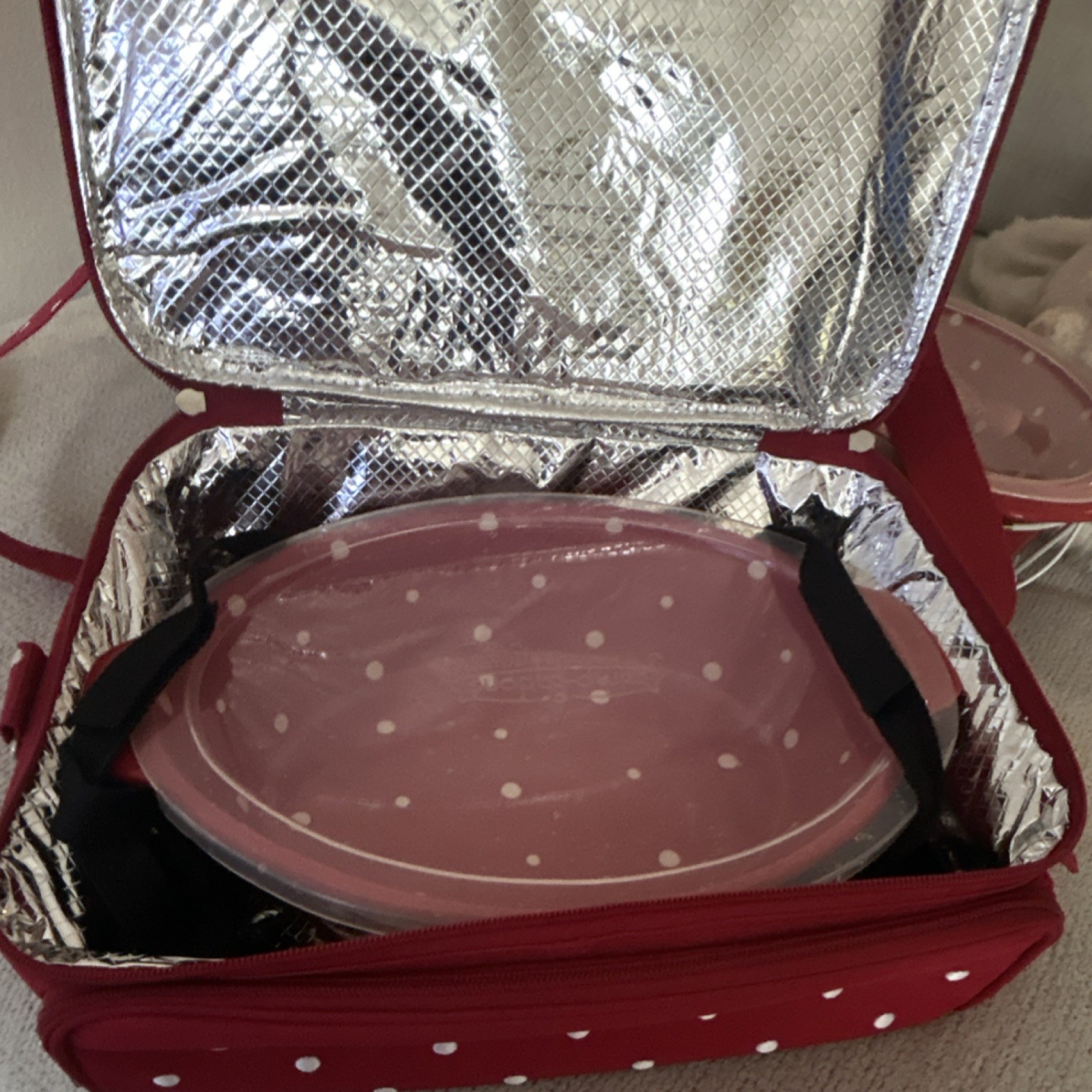 Temp-tations Presentable Ovenware Red Polka Dot Pans, Lids, Racks, Carrier