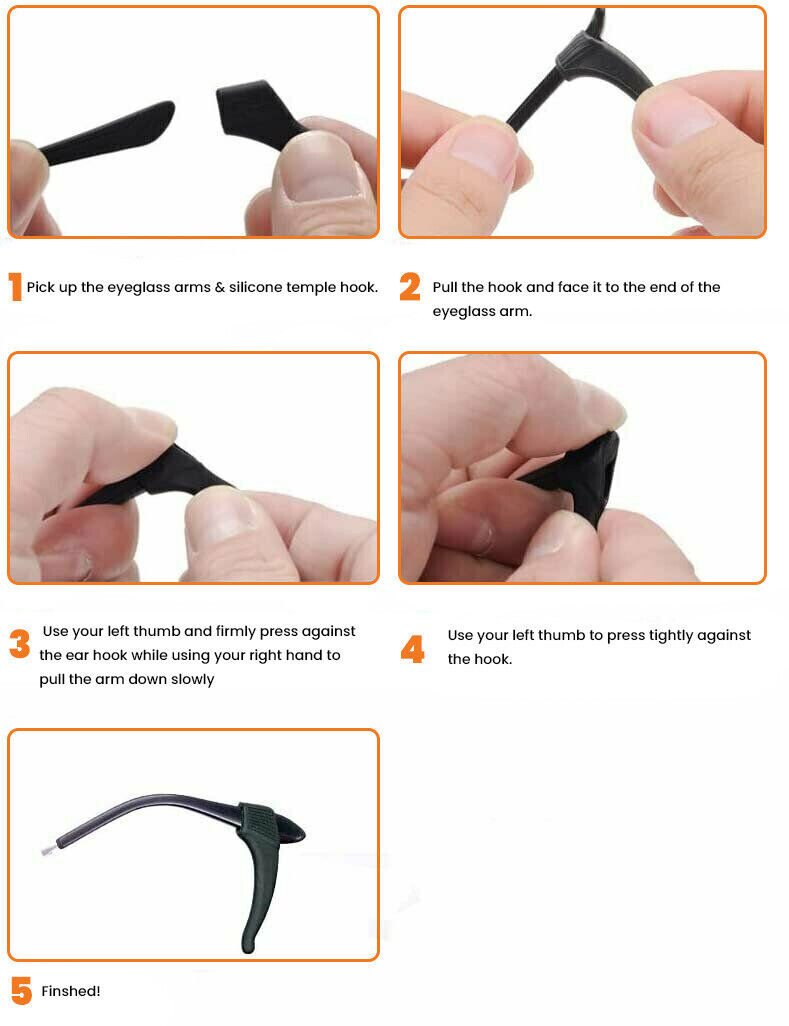 4 Pair Anti Slip Glasses Ear Hooks Tip Eyeglasses Grip Temple Holder Silicone US