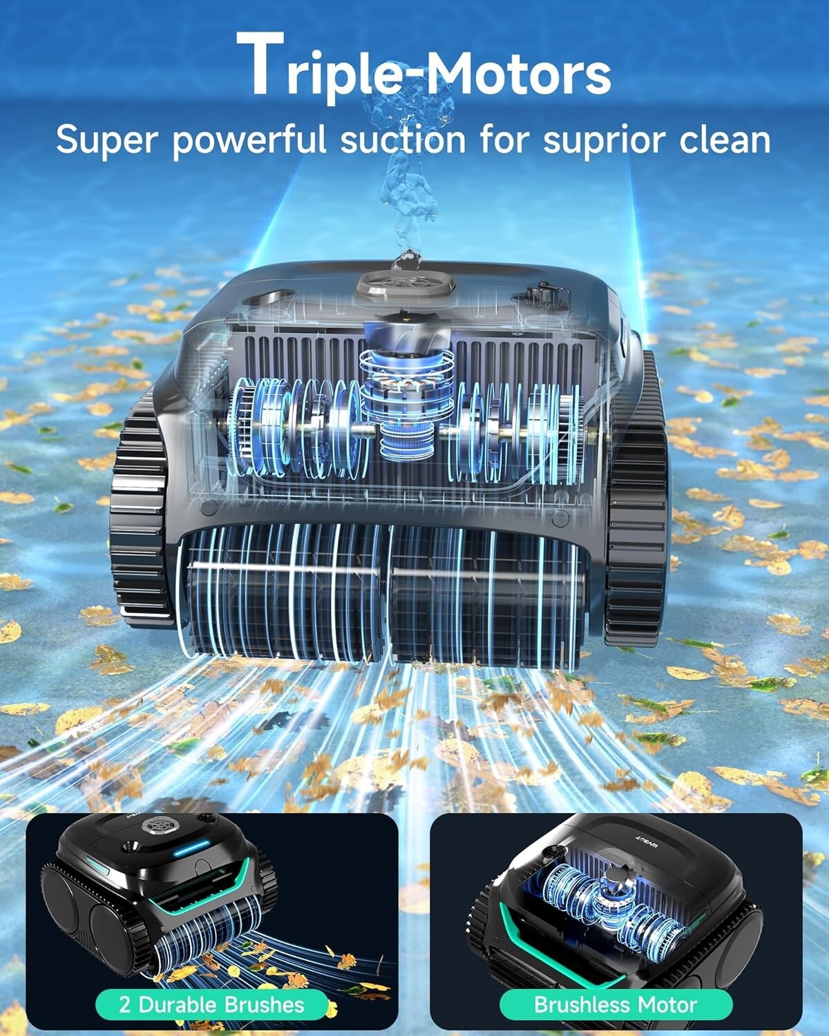 WYBOT C2 Robotic Pool Cleaner, Cordless Pool Vacuum for Inground Pools