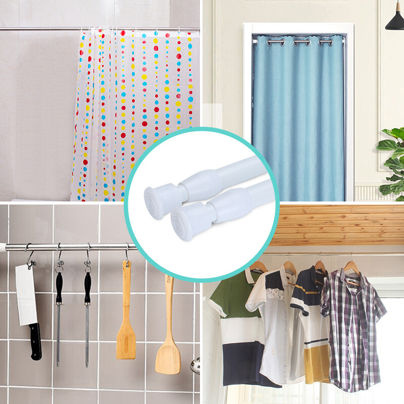 2PC Shower Curtain Rod 15-44 Inch Non-Slip Spring Heavy-Duty Tension Curtain Rod