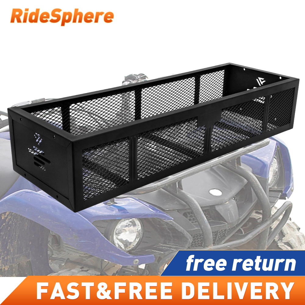 Heavy Duty 38" ATV Cargo Basket Steel Front Rear Rack Black Coated