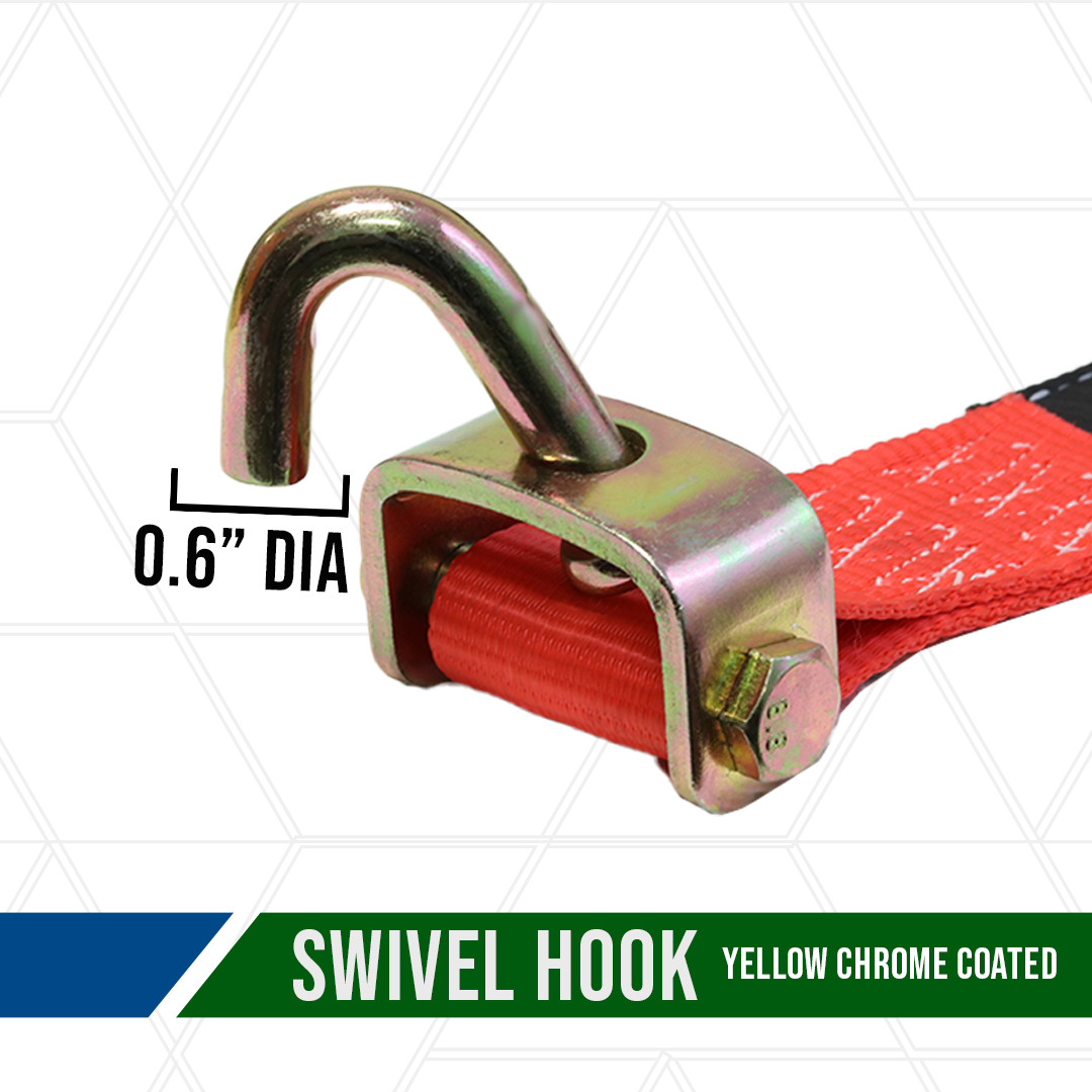 Boxer Pro Series Car Tie Down- Swivel J Hook 4 Pack - Pro Car Hauler USA