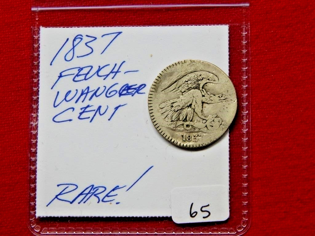 1837 NY 1 Cent HT-268, Feuchtwanger's ~ Free USA Shipping