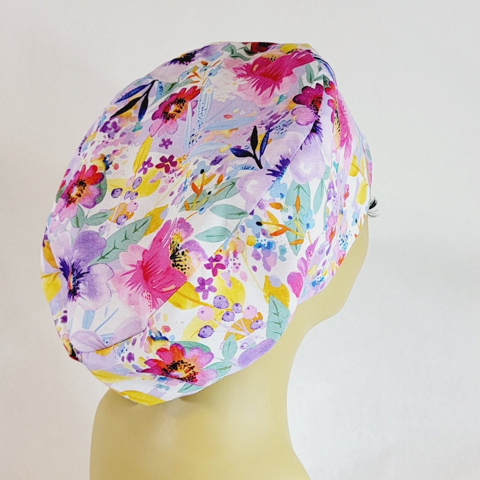 European Women Scrub Hat, Surgical Cap, Floral  Nurses Hat, Medical, USA Made