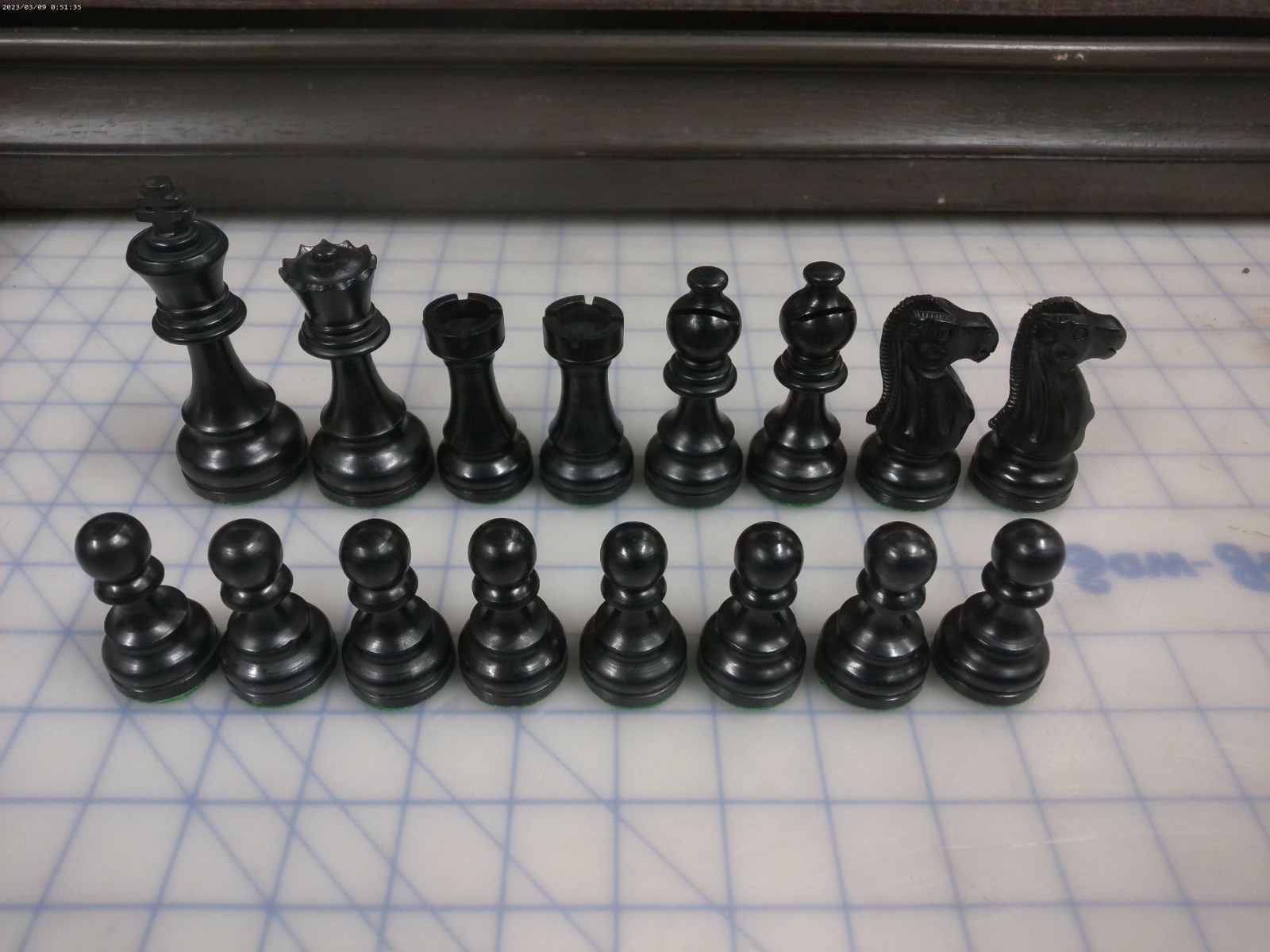 16 Black Wooden Chess Pieces Set | King 4 Inches