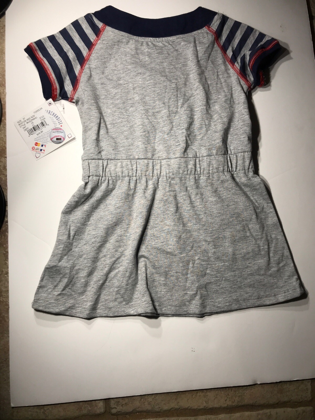 Toddler Girl's Boston Red Sox Striped Gray Dress - 18m, 2t, 3t, 4t - New!