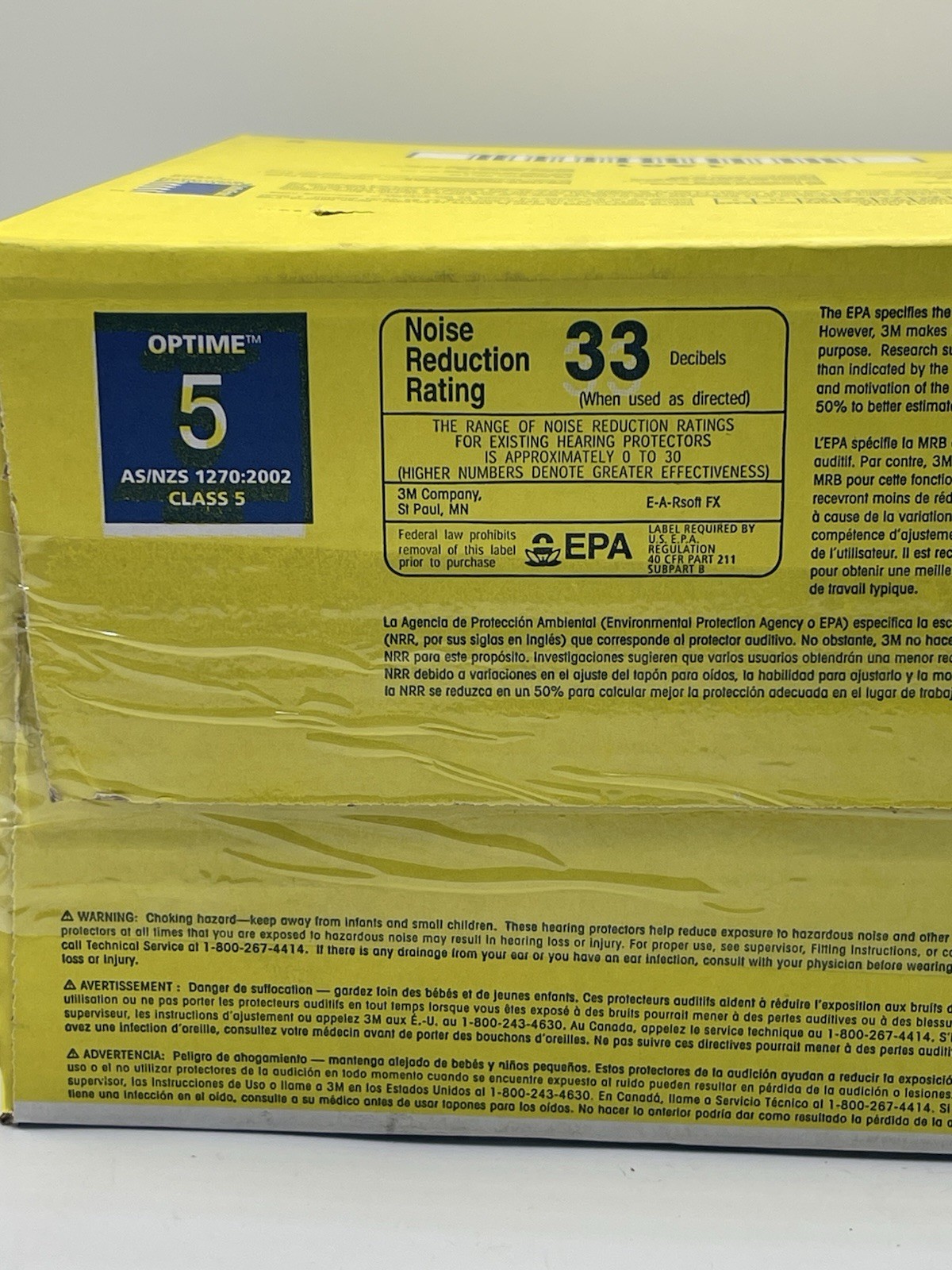 200 PCS 3M E-A-RSOFT FX EARPLUGS 312-1261 YELLOW WRAPPED UNCORDED CLASS 5