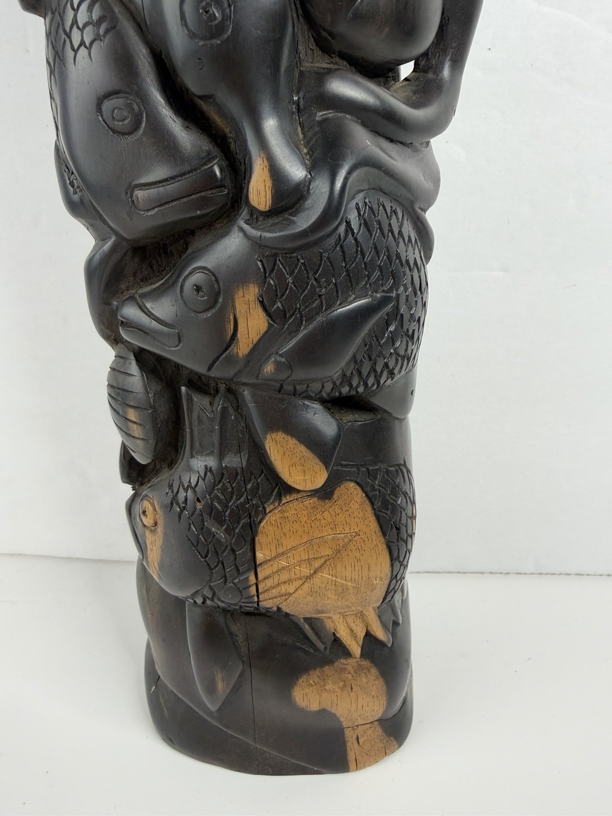 Vintage Hand Carved Solomon Islands Sea Spirit Tower Sculpture Gatokae Island