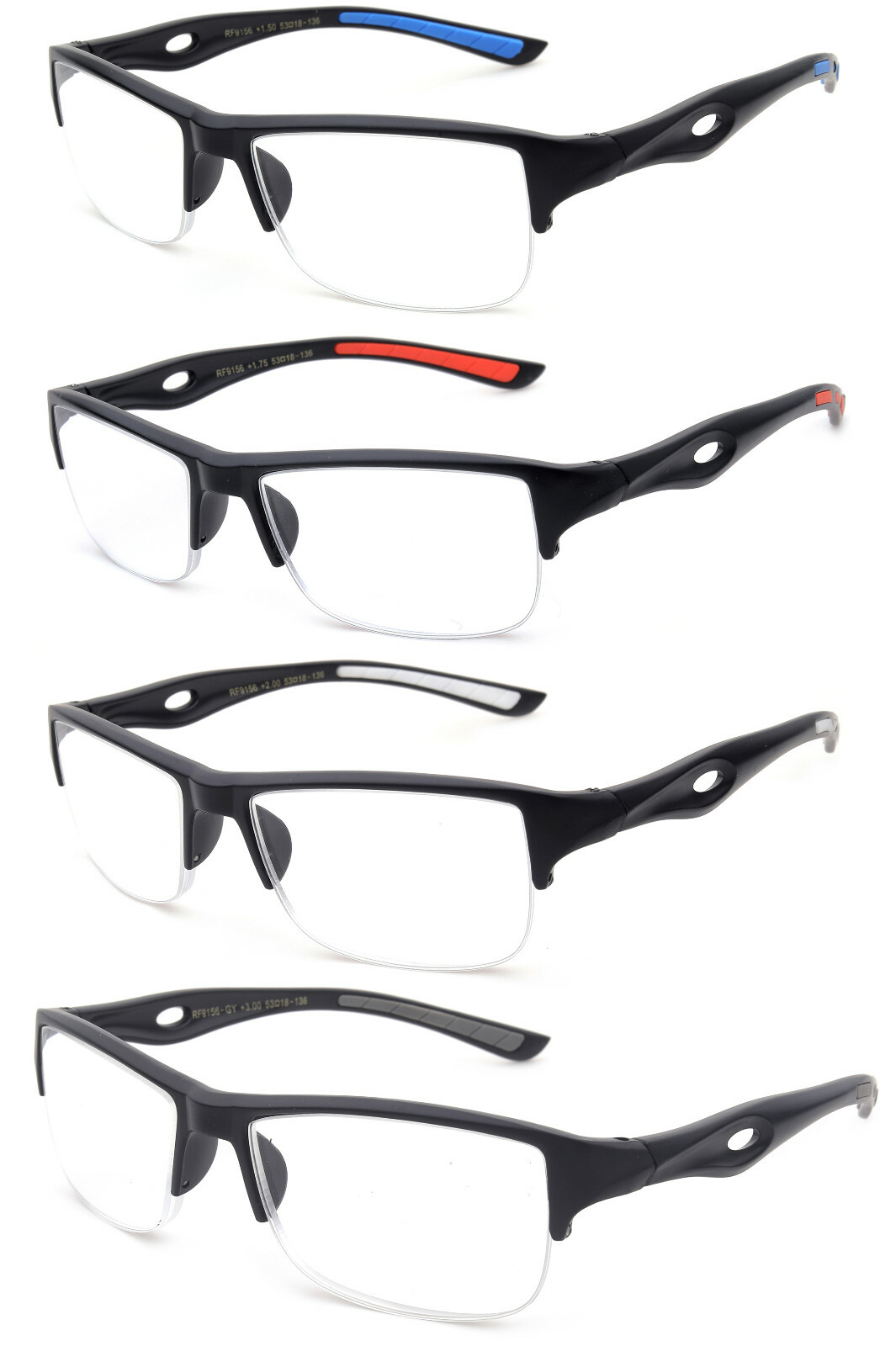 Reading Glasses Men Classic Half Rimmed Sporty Look Reader Quality Rectangular