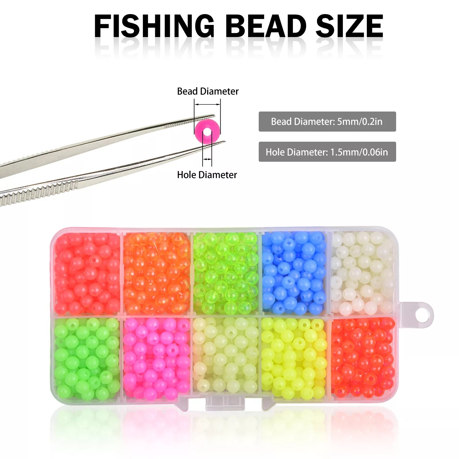 1000pcs 5mm Fishing Beads Assorted Beads Round Float Glow Fishing Rig Beads Eggs