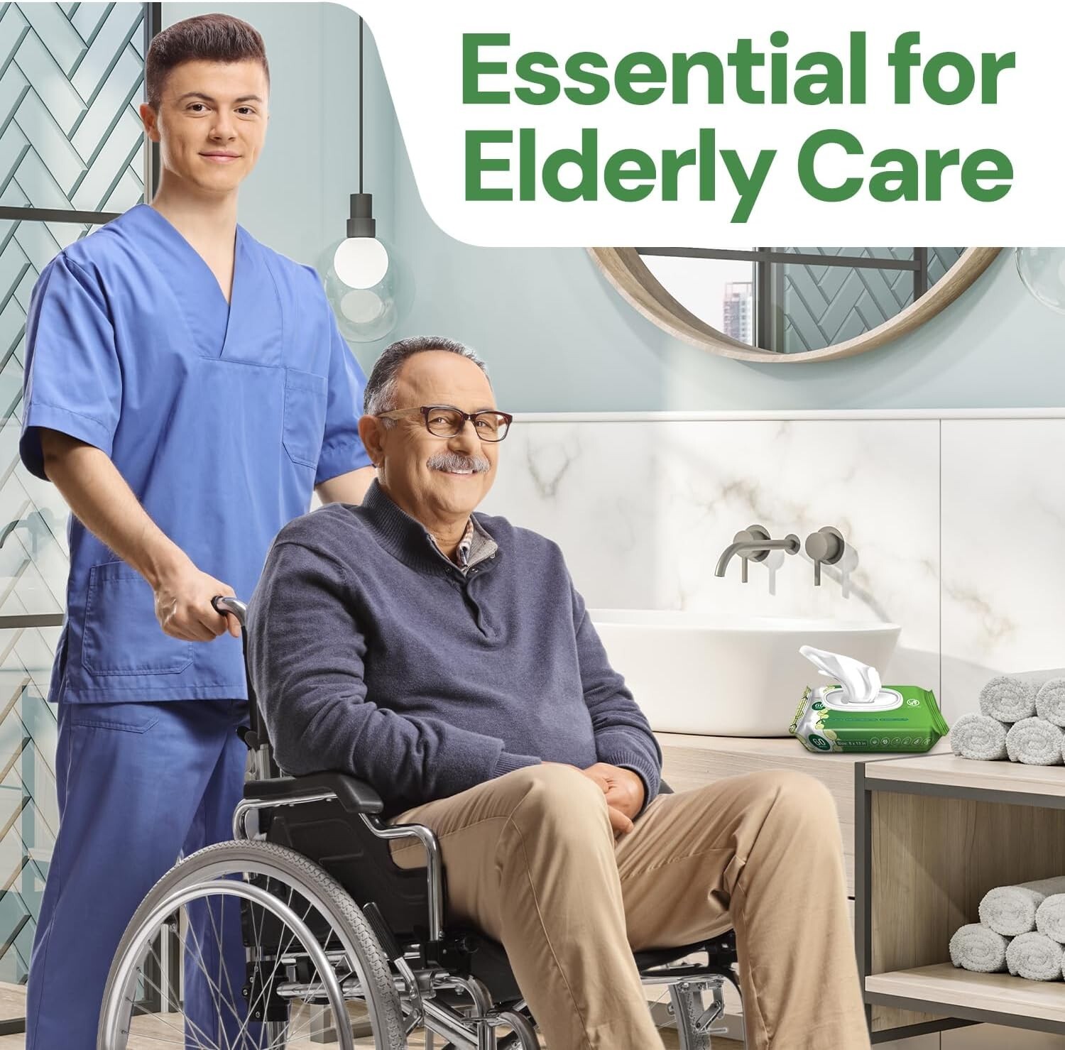 Adult Wipes For Elderly Softly Scented - 8x13" 240ct (4 Packs of 60)