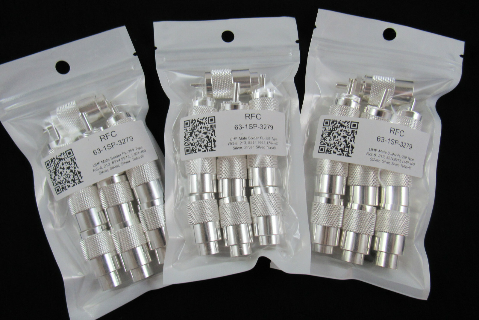 10 All Silver-Teflon® PL-259 Straight Solder Connectors for RG8 RG-213 LMR-400