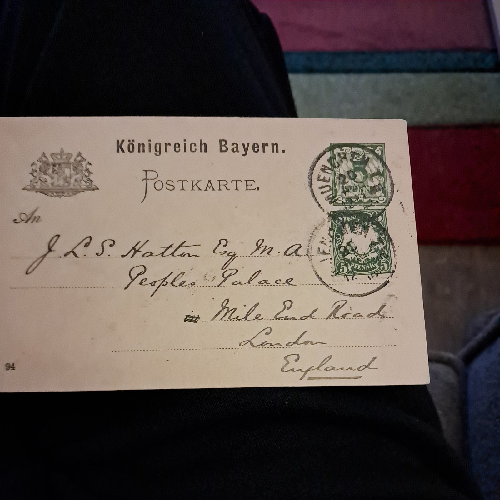 1894 GERMANY TO UK POSTCARD