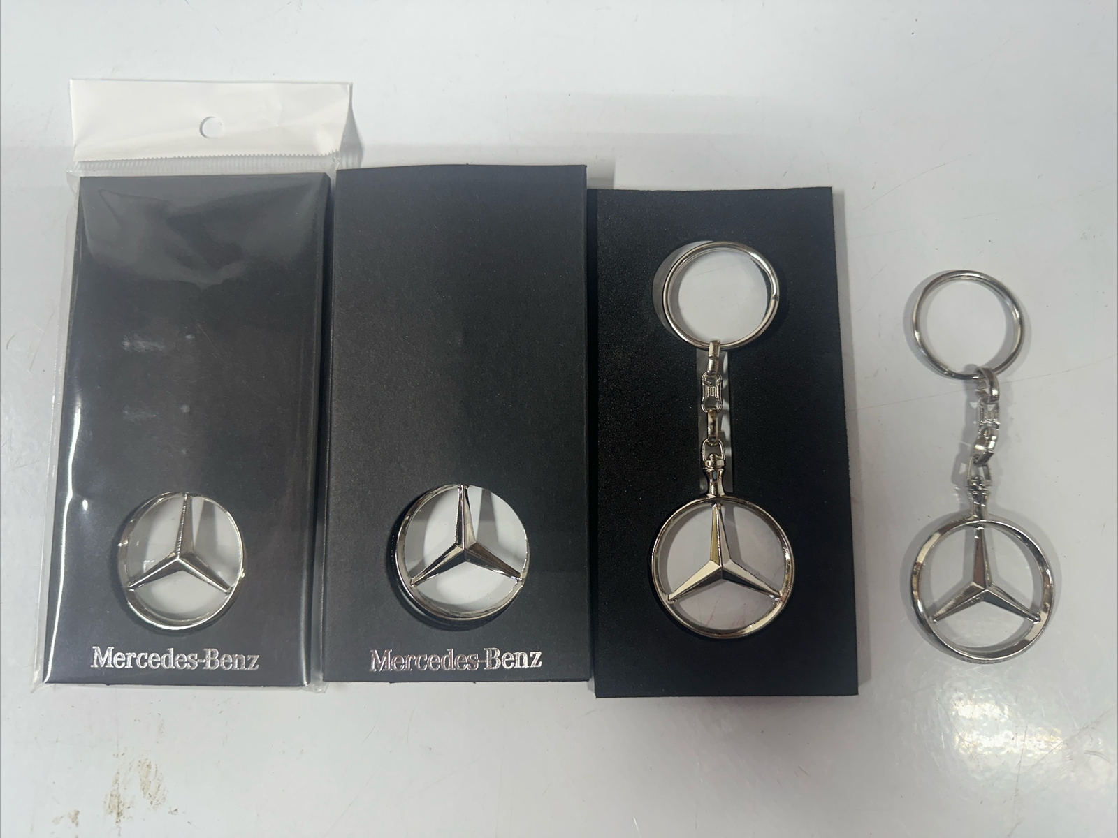 Mercedes Benz Chrome Silver Metal Car Keychain Keyring Key Chain