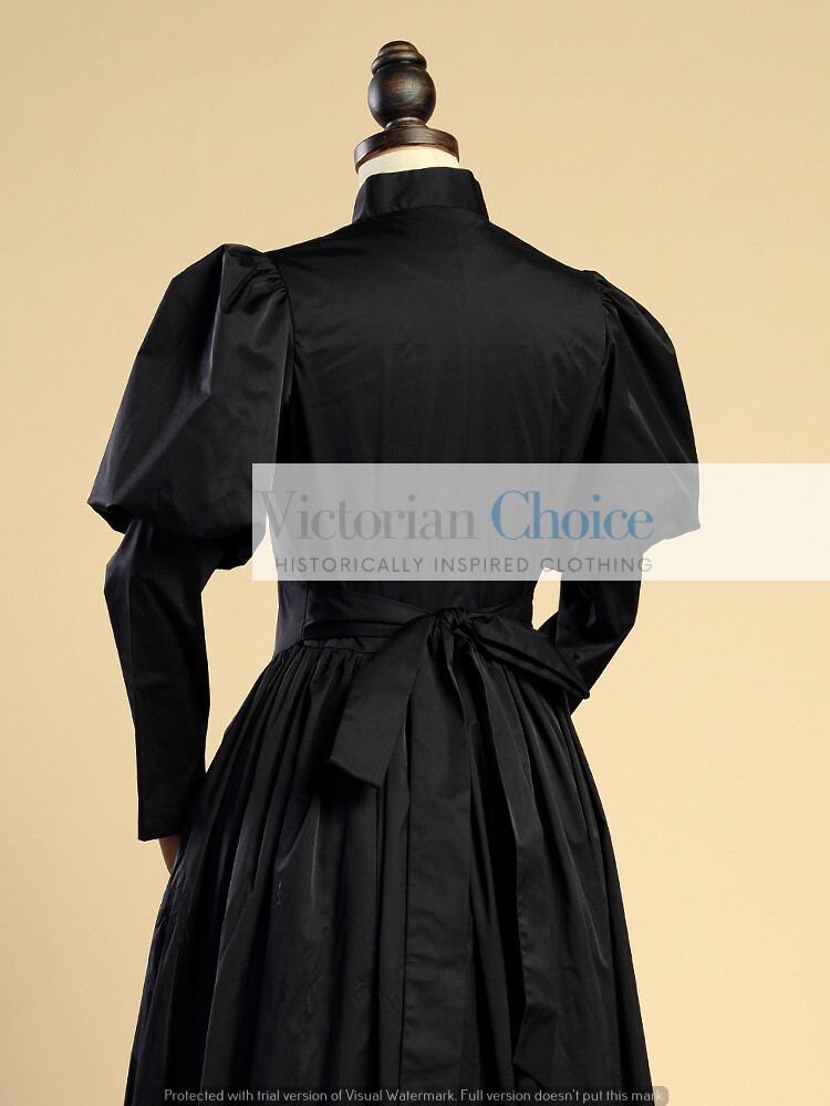 Victorian Gothic Horror Maid Mourning Dress Wicked Witch Halloween Costume 006