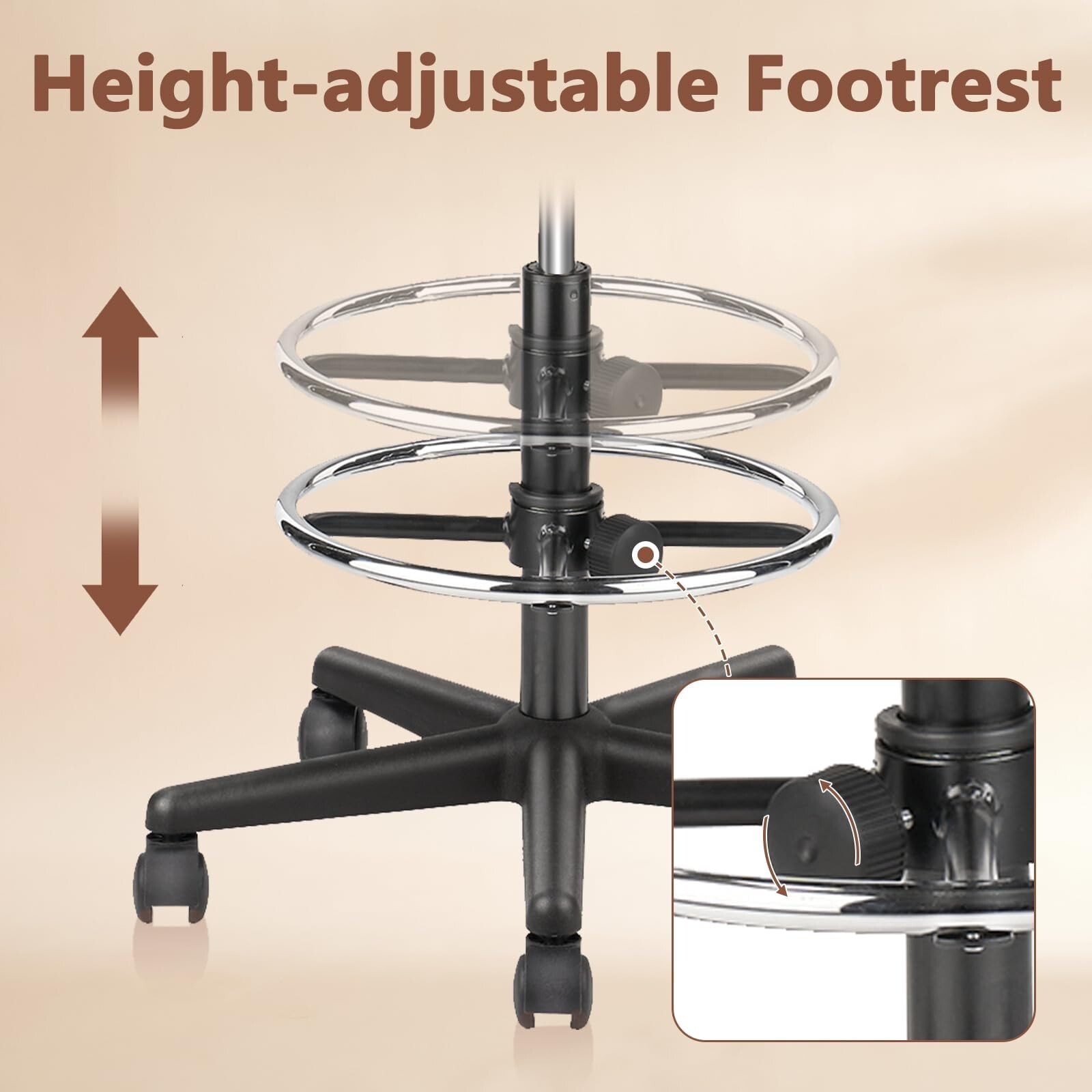 Hydraulic Rolling Swivel Stool Salon Spa Tattoo Chair Height Footrest Adjustable