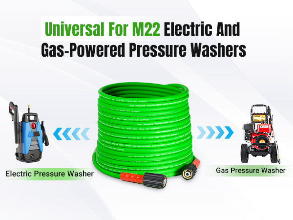 YAMATIC 3200 PSI Pressure Washer Hose 1/4" M22-14/15mm Flexible Pressure Hose