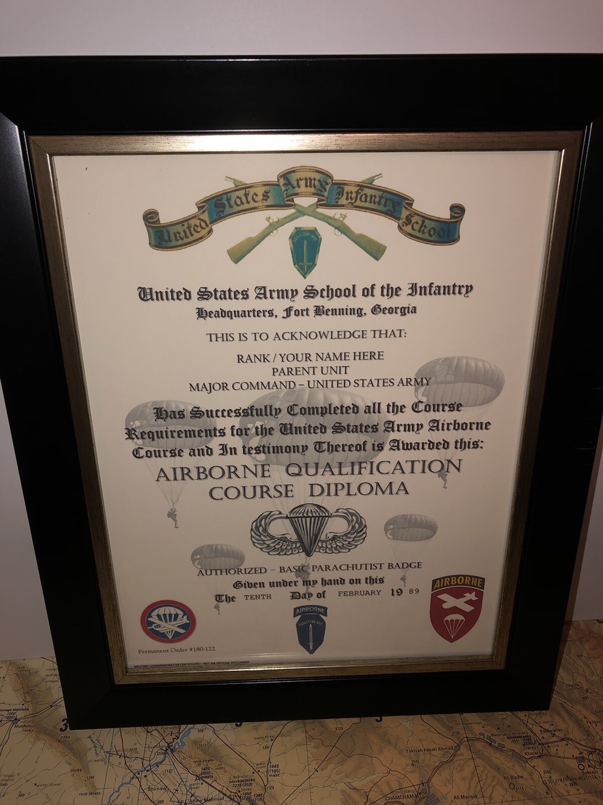 AIRBORNE QUALIFICATION COURSE DIPLOMA (COMMEMORATIVE CERTIFICATE)