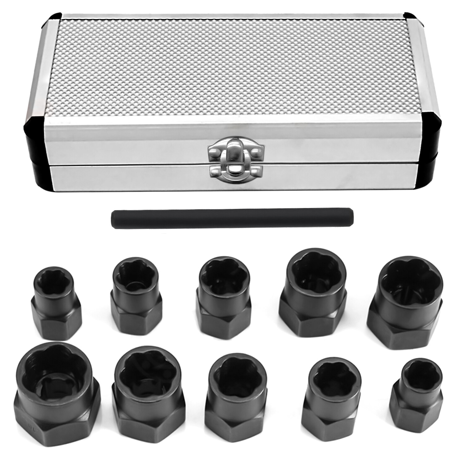 11 PCS Damaged Lug Nut Lock Remover Twist Socket Set Screw Extractor Tool 9-19mm