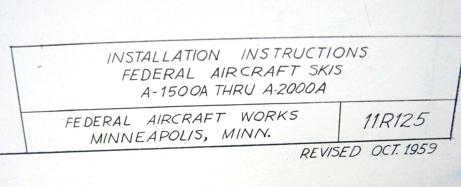 1959 Federal Aircraft Ski Installtn Instrctns 11R125-Cessna Luscombe Piper, plus