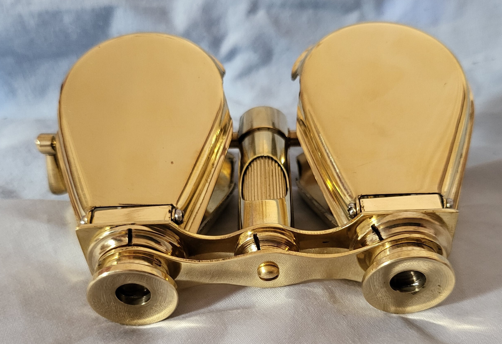 Gold Folding Binoculars Leather Case London Royal Navy Ship Opera Glasses Retro