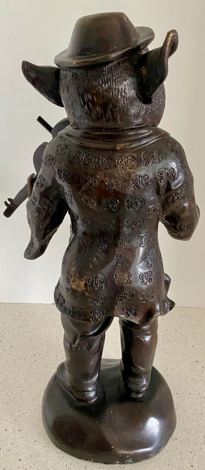 Vtg 16" Bronze Anthropomorphic Pig Sculpture Playing Violin Maitland Smith MCM