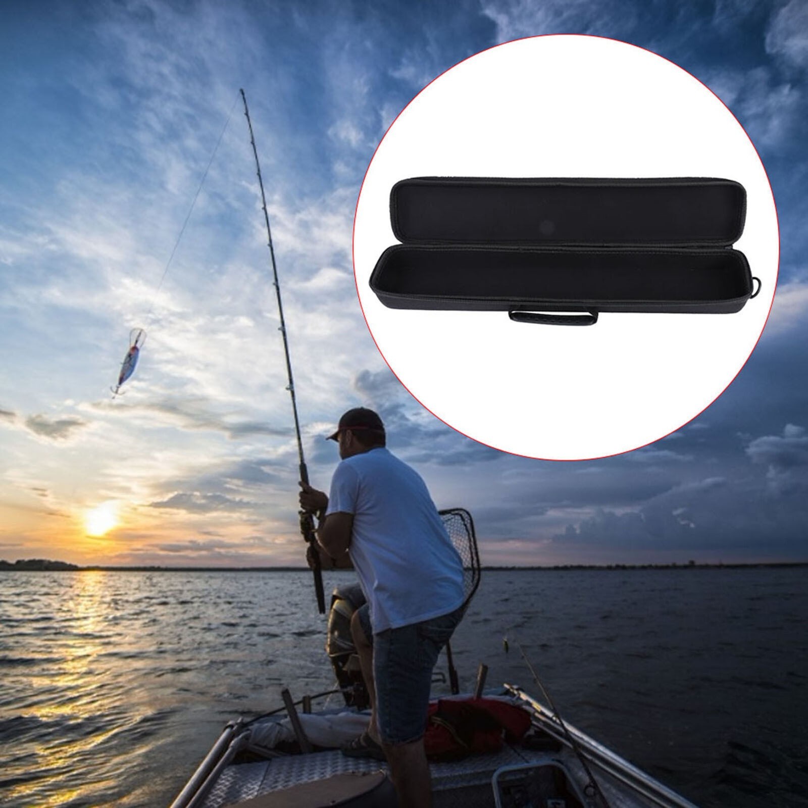 Outdoor Portable EVA Waterproof Fishing Rod Reel Storage Case Luggage Carrying