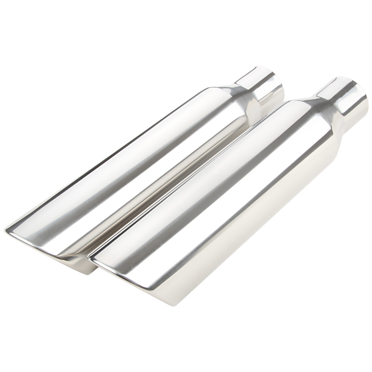 Universal Angle Cut Stainless Steel Exhaust Tips 2.5" 17" 4" Outlet 2Packs
