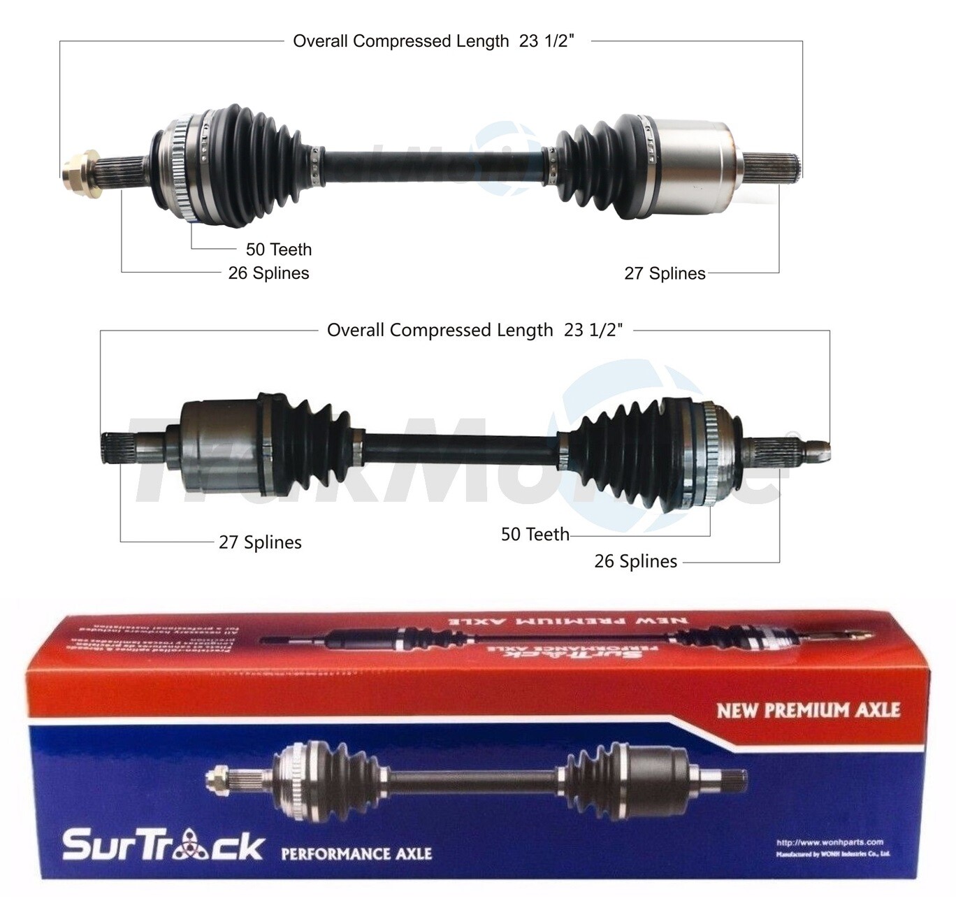 SurTrack Pair Set of 2 Front CV Axle Shafts For Acura Integra LS RS GS-R 90-93