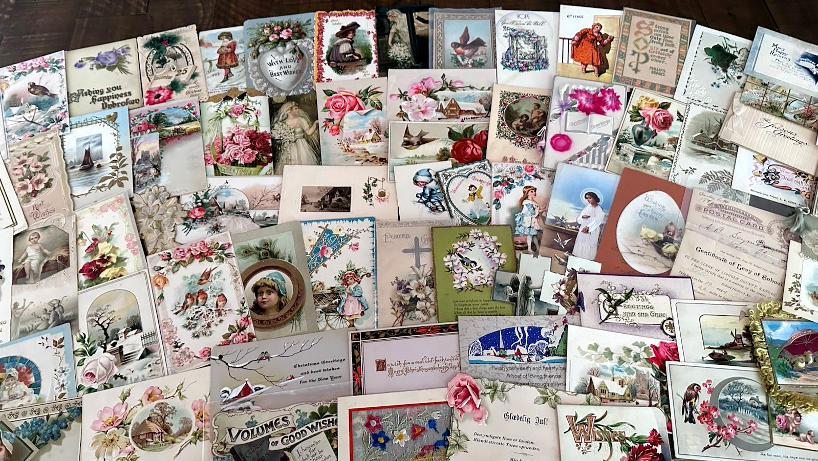Huge Lot of 200 +Old Scraps~Cards~Ephemera~Mixed Paper~DAMAGED-SCRAPBOOK CRAFTS!