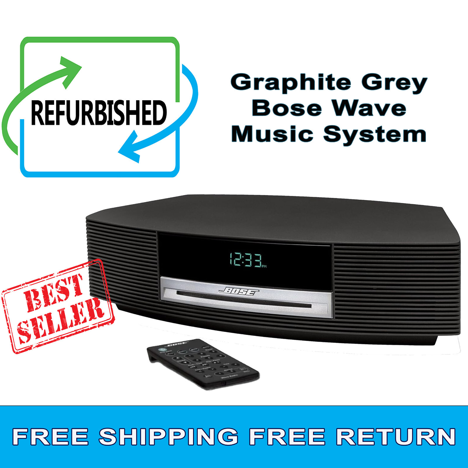 FULLY REFURBISHED Bose Wave Music System AM/FM Radio and CD Player AWRCC1