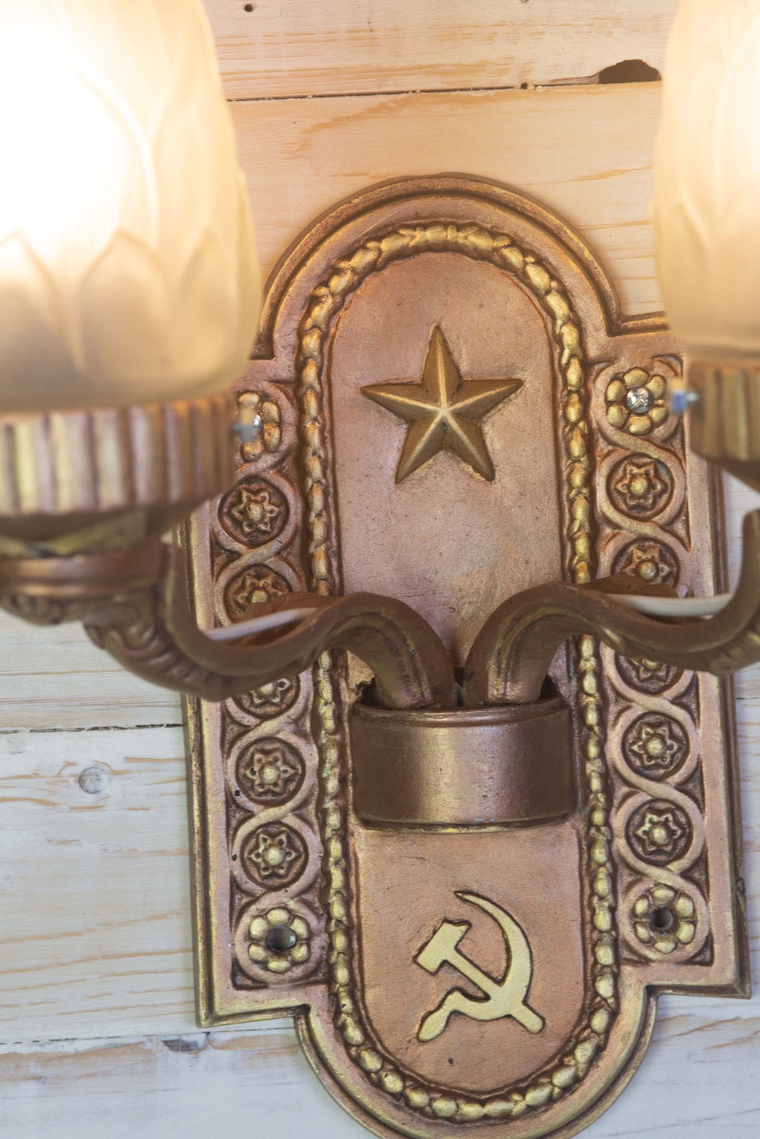 Vintage Soviet Wall Sconce Stalinist Empire Style with 2 Bulbs E26/E27