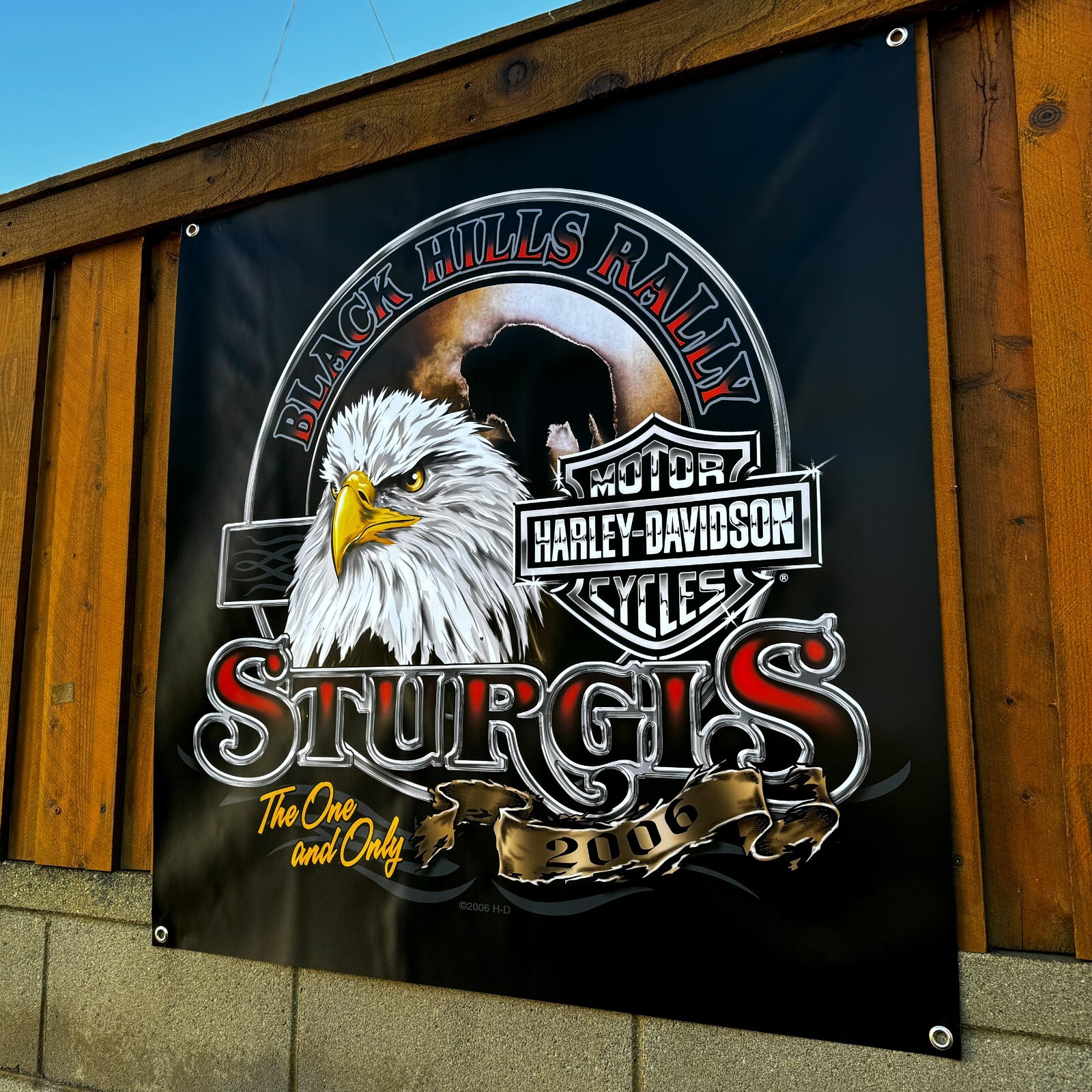 Harley Davidson 2006 Sturgis Rally Banner Sign 3ft x 3ft Black Hills Rally Flag