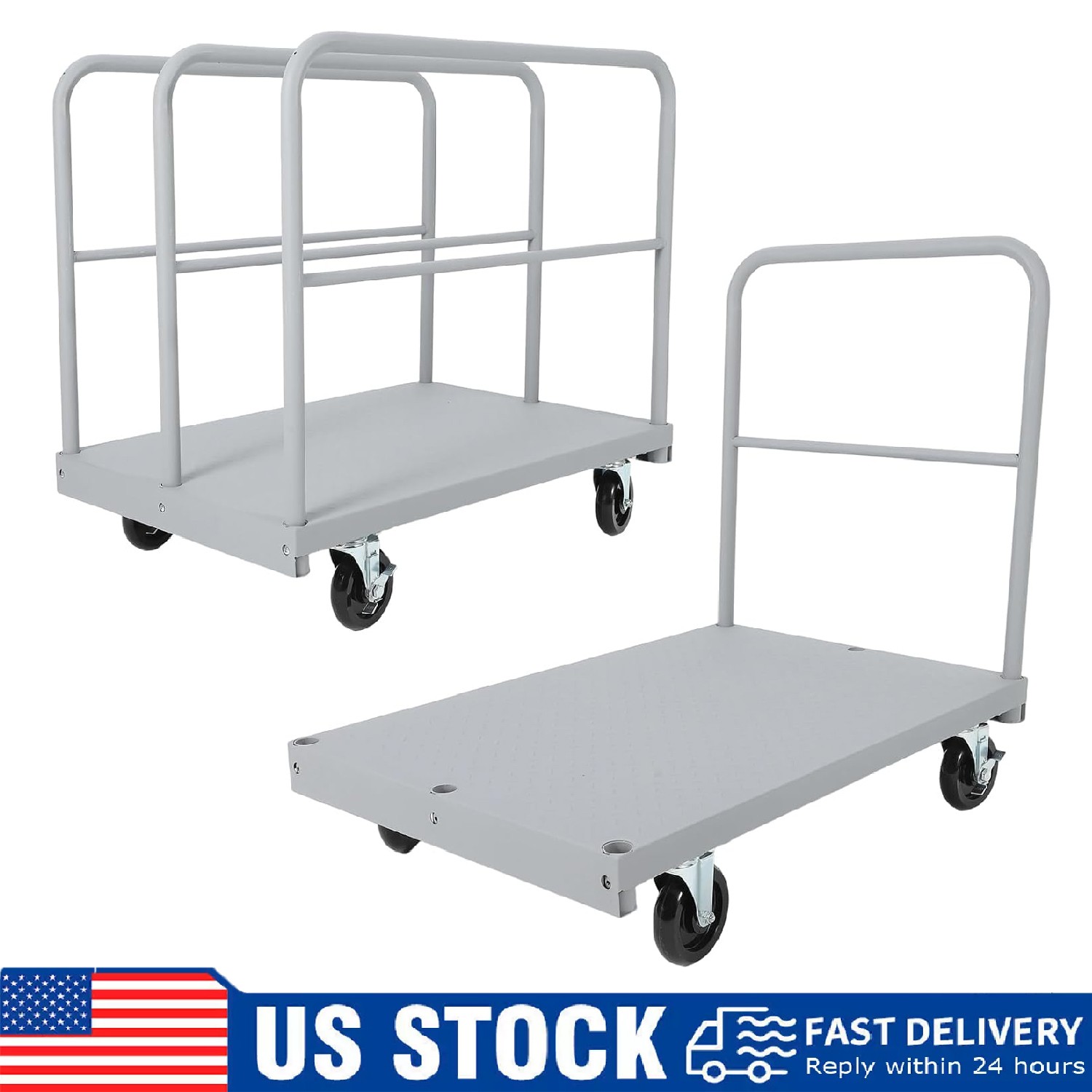 Heavy Duty Steel Panel Truck Cart, 36"x24" Drywall Dolly Platform Truck 2200Lbs