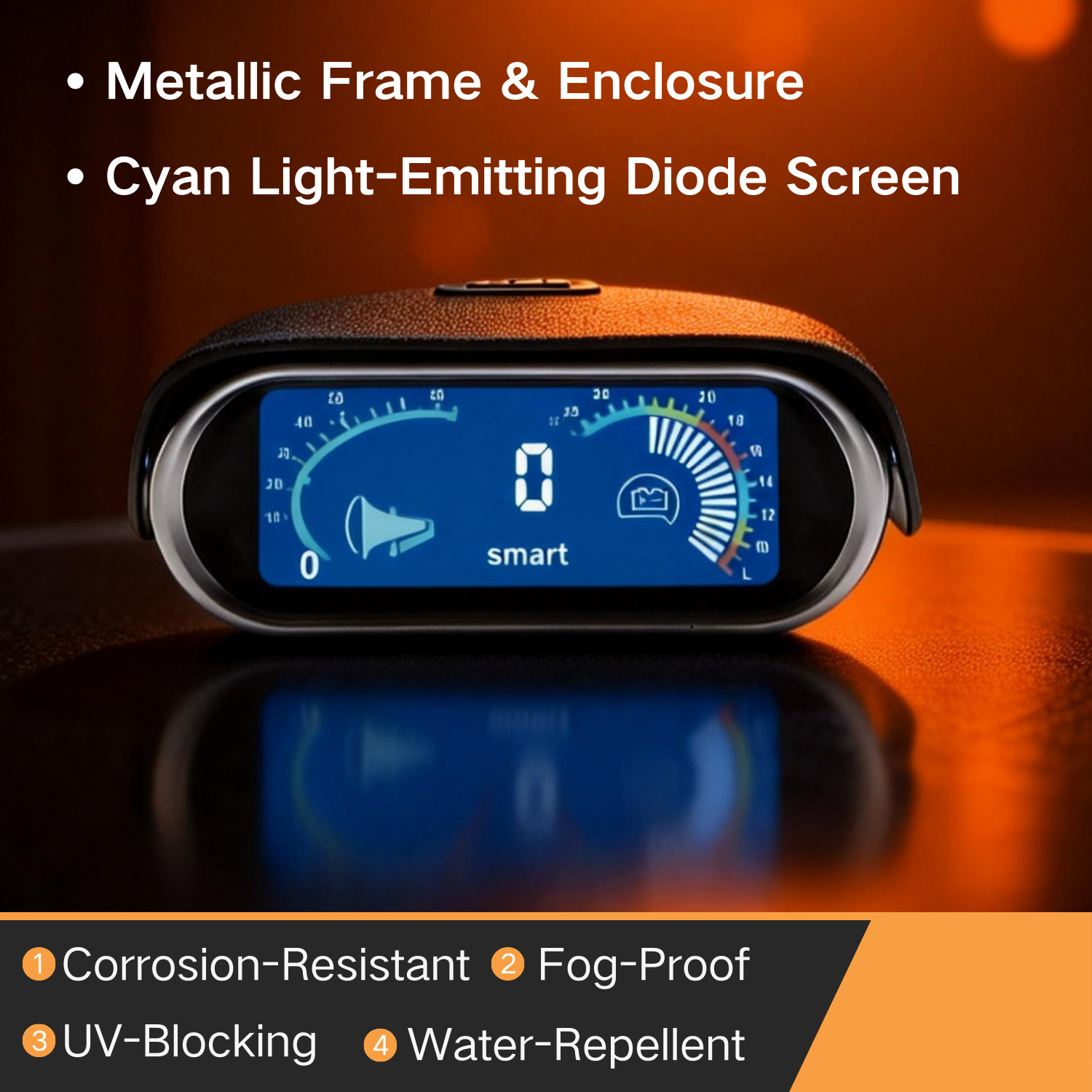 Horizontal LCD Digital Tachometer Gauge DC 9-36V Sunshade Waterproof -10~50°C