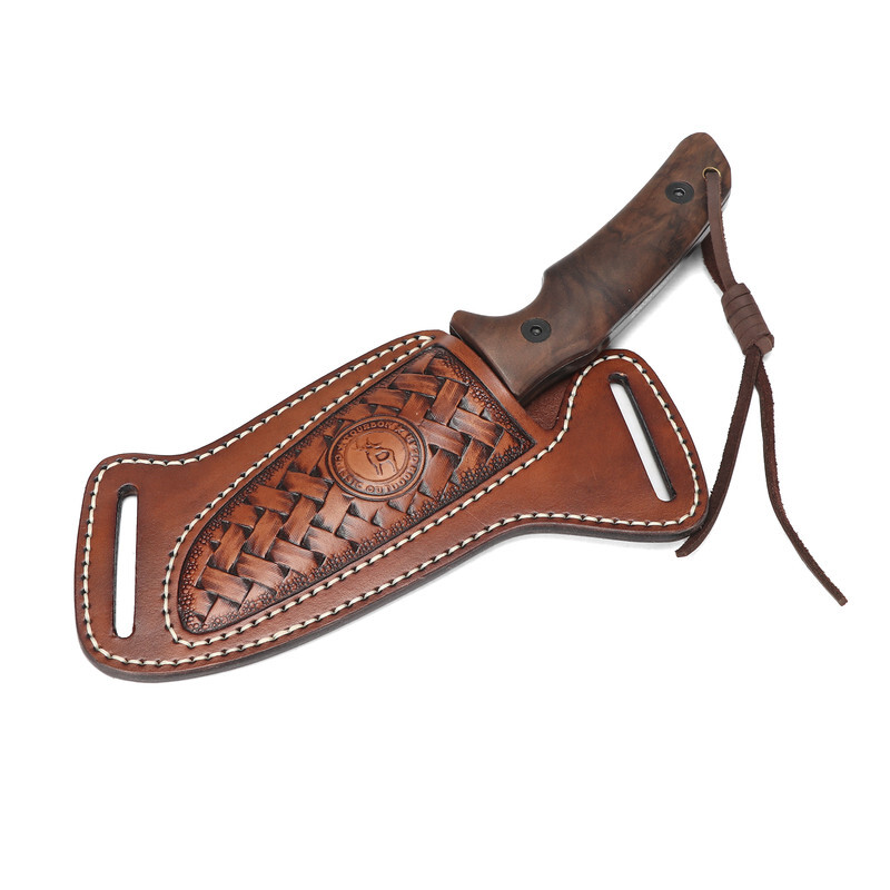 TOURBON Leather Engraved Fixed Blade Knife Sheath Belt Pouch EDC Knives Case