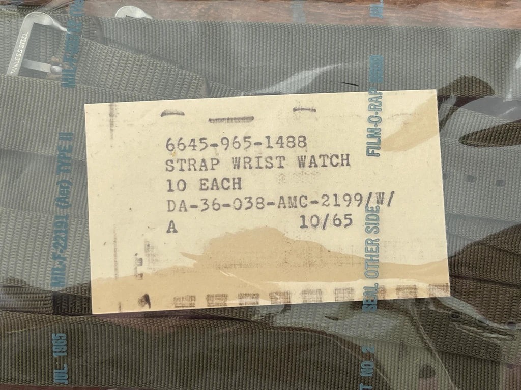 1965 NOS 16MM Vietnam War US military nylon watch strap OD green: 60 years old!