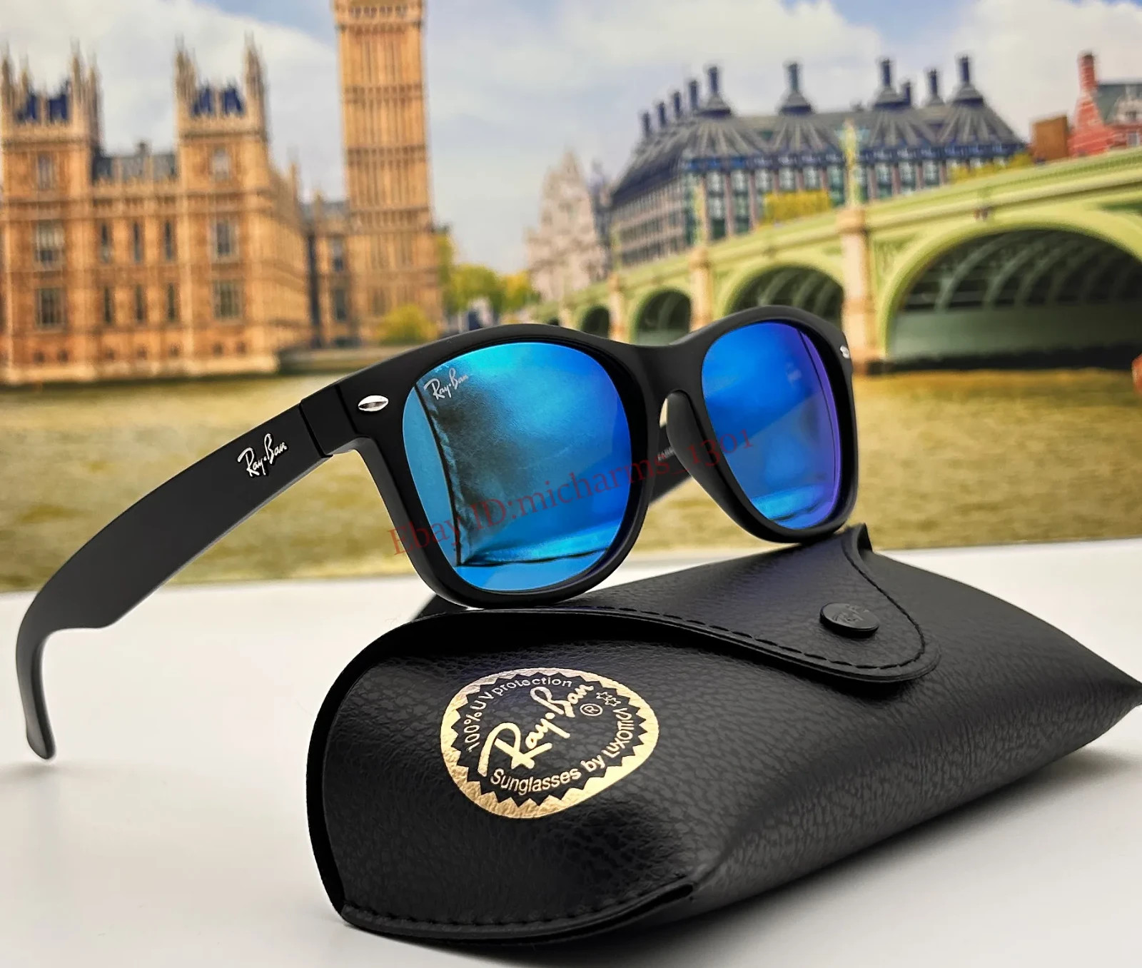 Ray-Ban Wayfarer FLASH Rb2132 Lens Blue Flash 622/17 Sunglasses 55mm