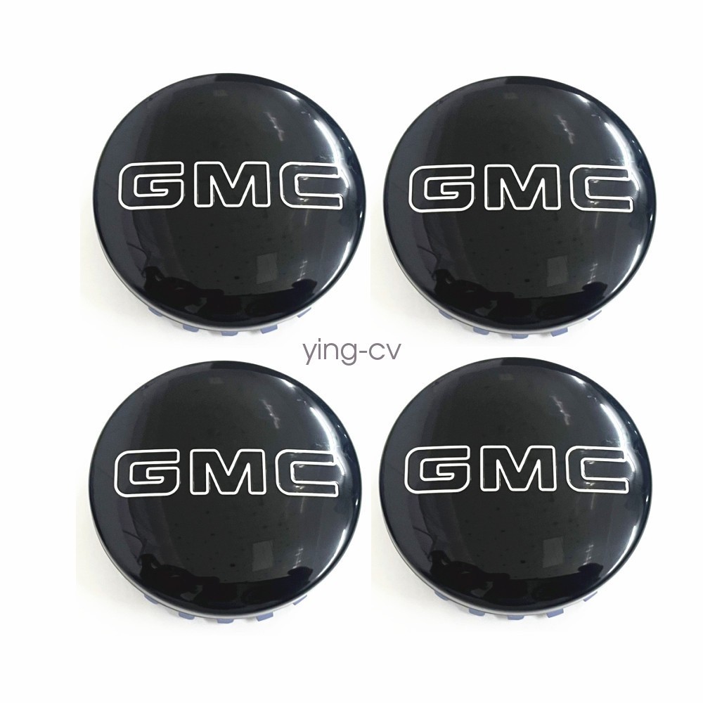 4x Gloss Black Wheel Rim Center Caps 3.25" For GMC Sierra Yukon Denali 2014-2024