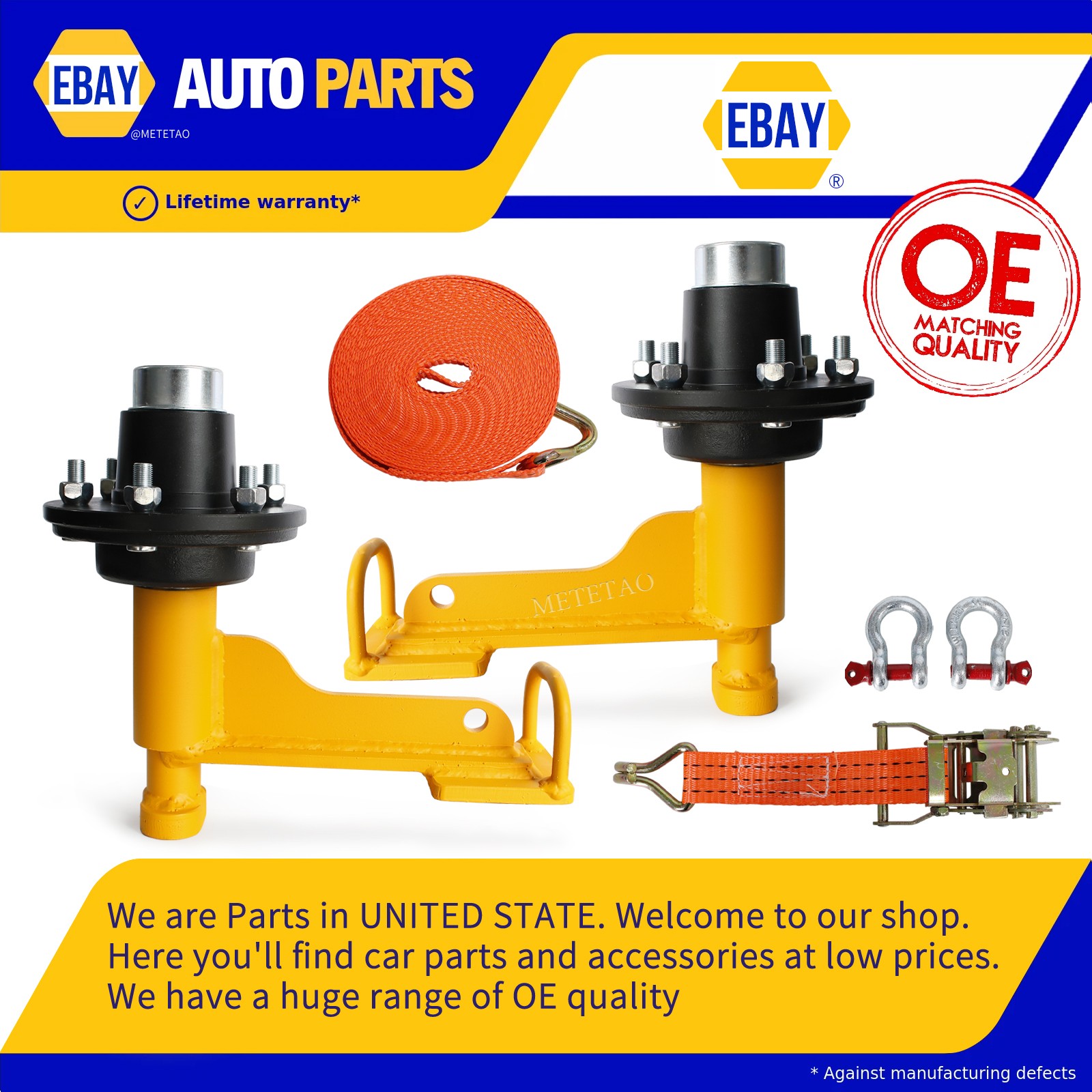 2 pcs  6 x 5.5 Lug 8800LB Shipping Container Wheels, Bolt-on Spindle Kit NEW