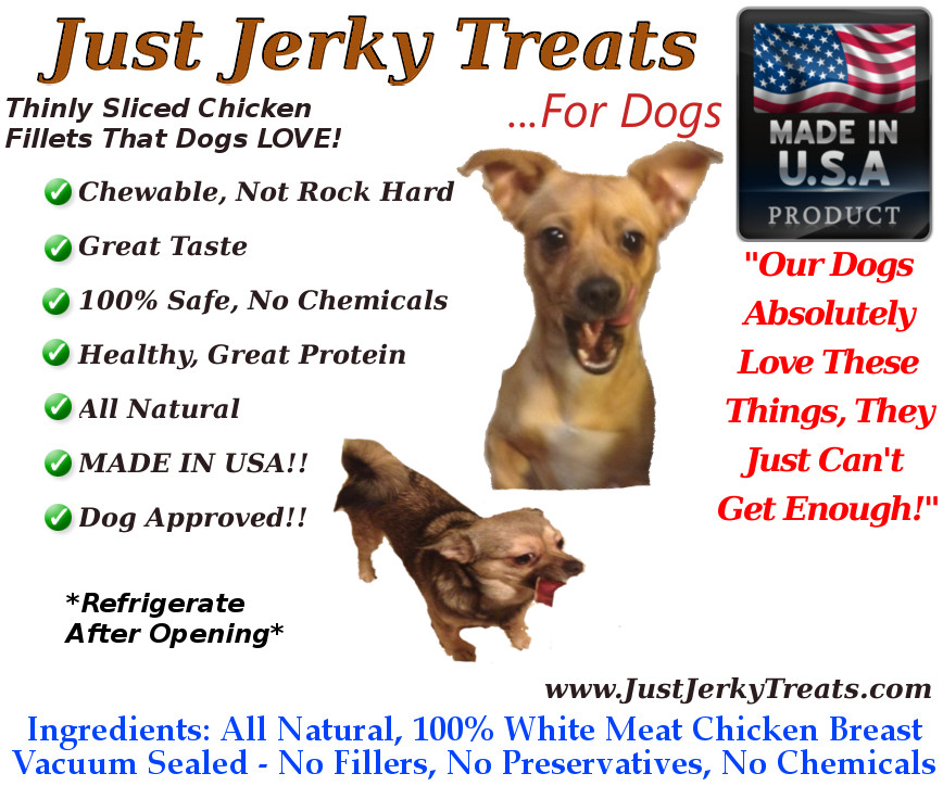 Natural Chicken Jerky Dog Treats - 100% Chicken, Made In USA, No Chemicals!!