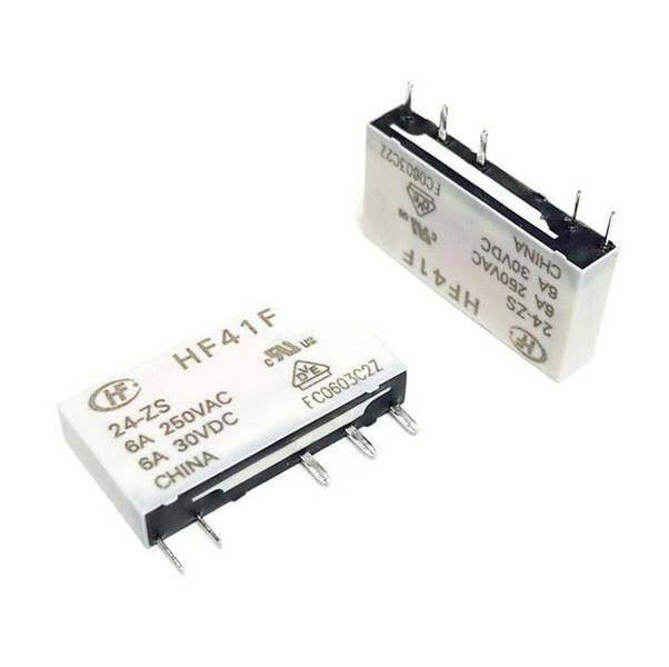 Slim Relay and Base, 24VDC Coil, 6 Amp Contact, NO/NC, Din Rail HF41F 24-ZS