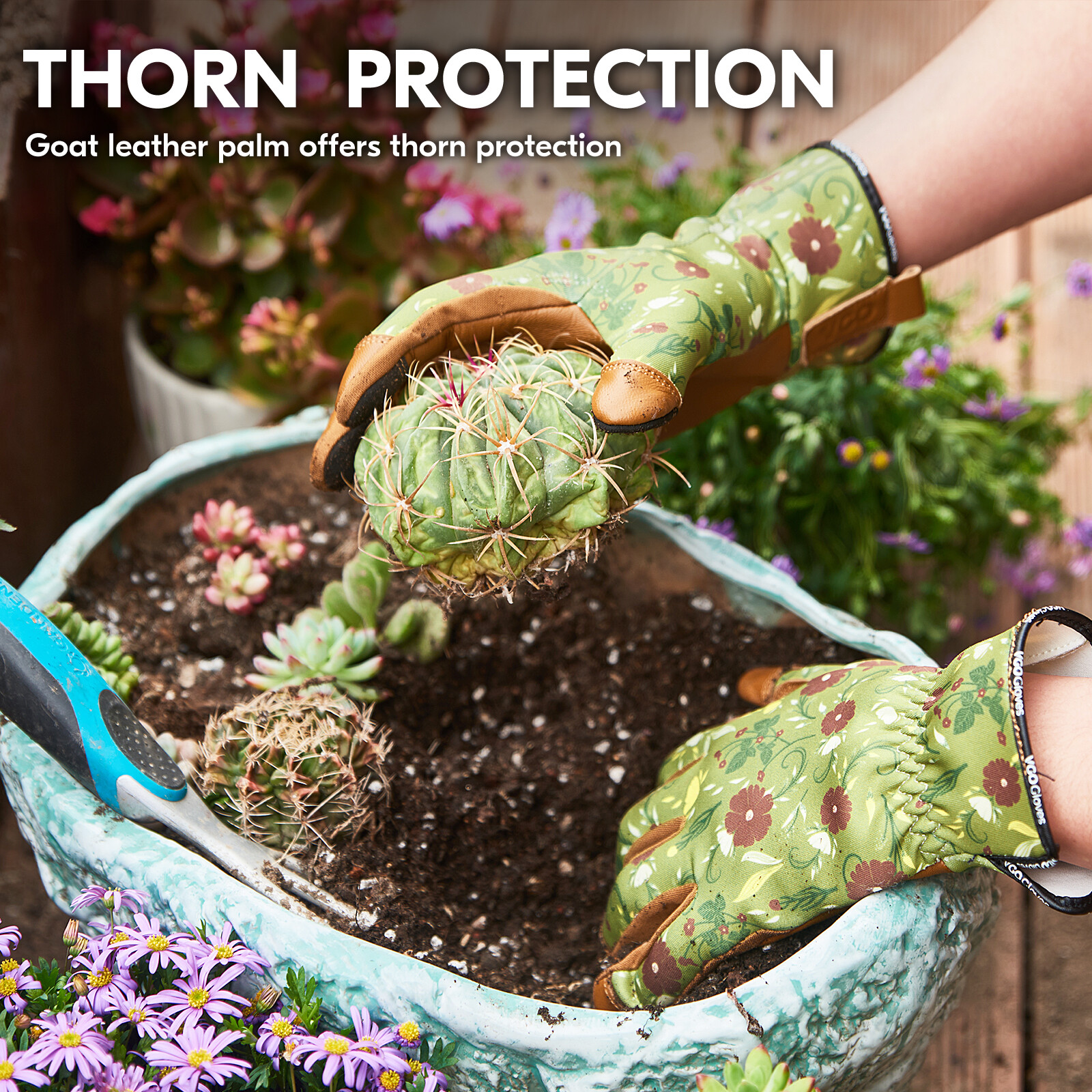 Vgo 1Pair Goat leather Gardening Work Gloves Ladies, Sratch protection (GA7476)