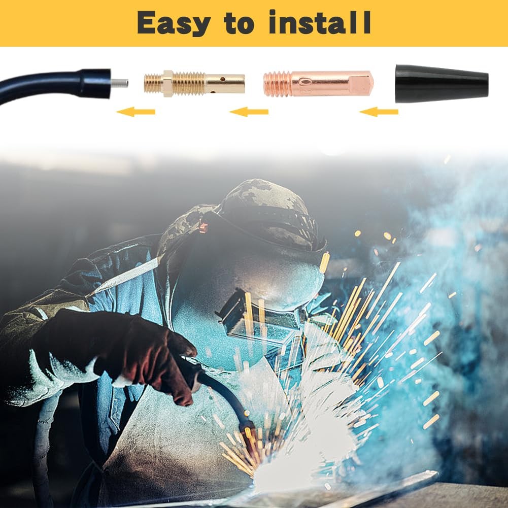 24PCS Flux Core Gasless Nozzle Welding Kit,KP1939-1 Flux Core Gasless Nozzle